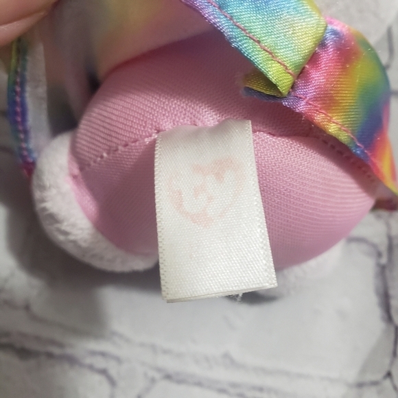 TY Sanrio Hello Kitty 6" Beanbag Plush Rainbow Tie Dye Dress Bow - Picture 6 of 8